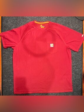 Carhartt Force T Shirt Mens size 2XL Red Relaxed Fit Pocket Workwear Logo